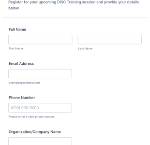DISC Training Registration Form Template