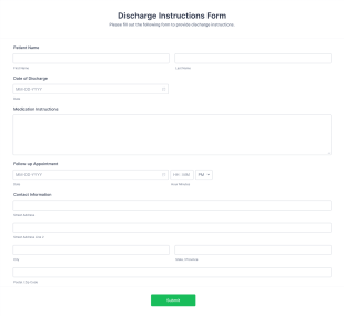 Discharge Instructions Form Template