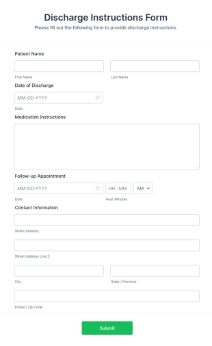Discharge Instructions Form Template