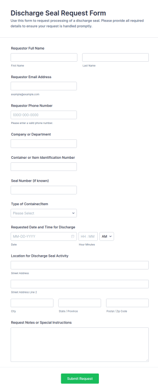 Discharge Seal Request Form Template