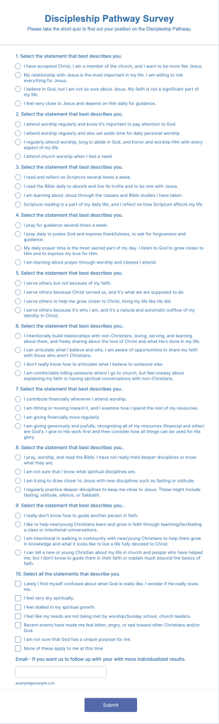 Discipleship Pathway Survey Form Template
