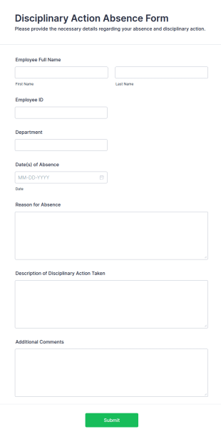 Disciplinary Action Absence Form Template