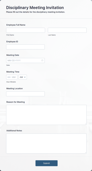 Disciplinary Meeting Invitation Form Template