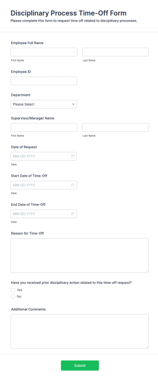 Disciplinary Process Time Off Form Template