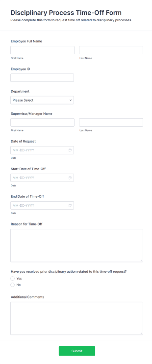 Disciplinary Process Time Off Form Template