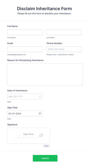 Disclaim Inheritance Form Template