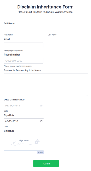 Disclaim Inheritance Form Template
