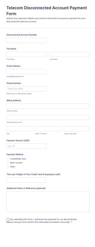 Disconnection Payment Form Template