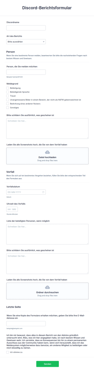 Discord Berichtsformular