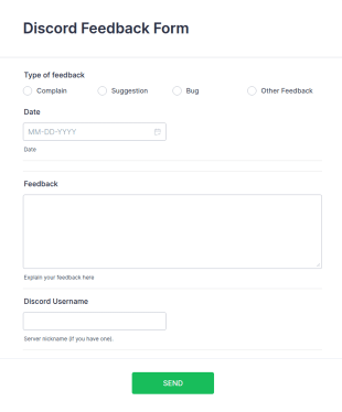 Discord Feedback Form Template