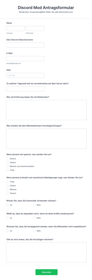 Discord Mod Antragsformular