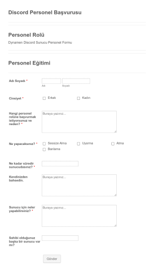 Discord Personel Başvurusu Form Şablonu