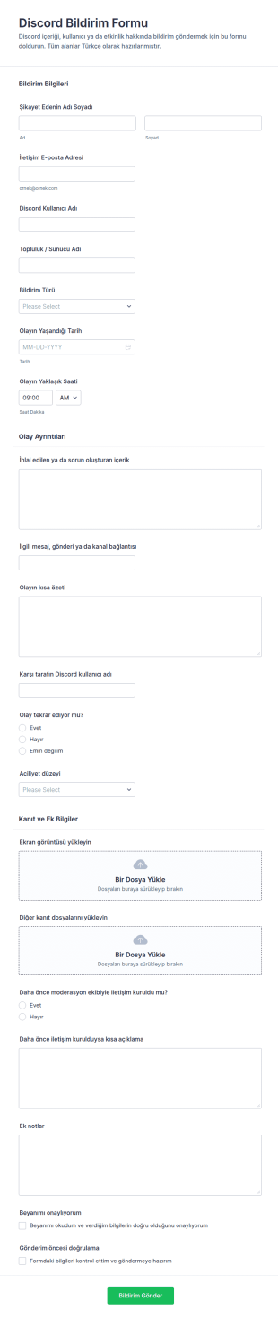 Discord Raporlama Form Şablonu