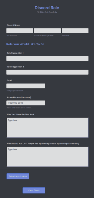 Discord Role Application Form Template