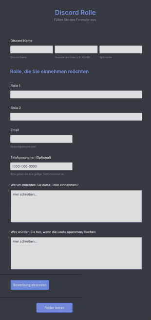 Discord Rolle Bewerbungsformular