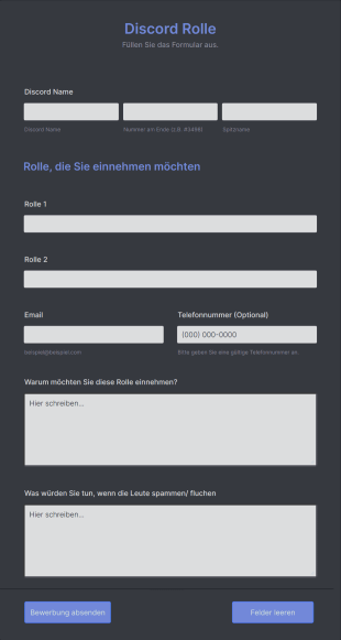 Discord Rolle Bewerbungsformular Form Template