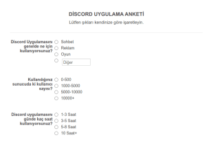 Discord Uyglama Anketi! Form Şablonu