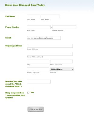 Discount Card Order Form Template