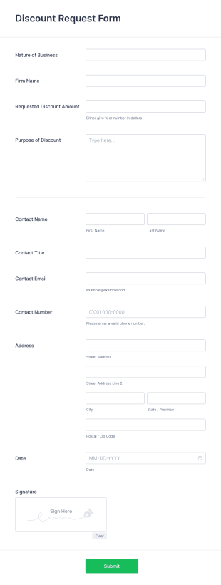 Discount Request Form Template
