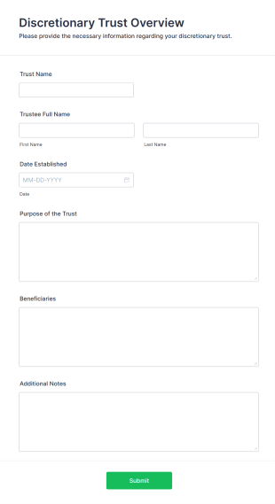 Discretionary Trust Overview Form Form Template