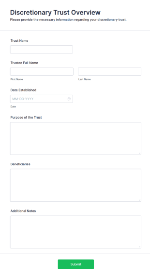 Discretionary Trust Overview Form Template
