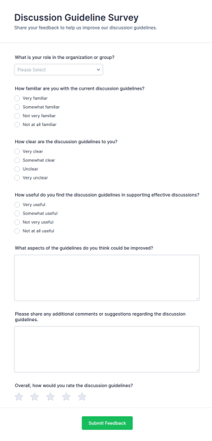 Discussion Guideline Survey Form Template