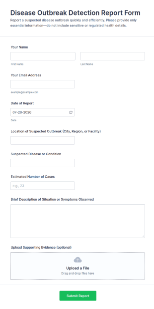 Disease Outbreak Detection Report Form Template