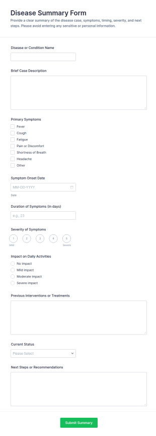Disease Summary Form Template