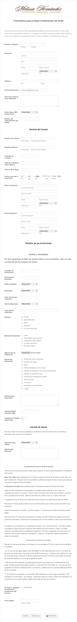 Diseño Y Cotizacion De Invitaciones Para Boda Form Template