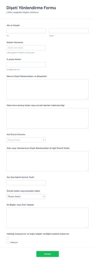 Dişeti Yönlendirme Form Şablonu