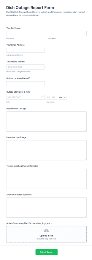 Dish Outage Report Form Template