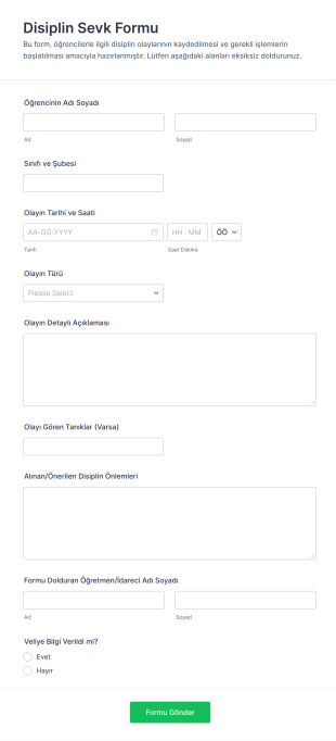 Disiplin Sevk Form Template