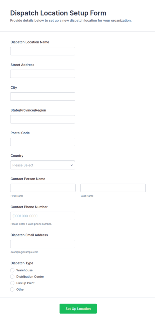 Dispatch Location Setup Form Template