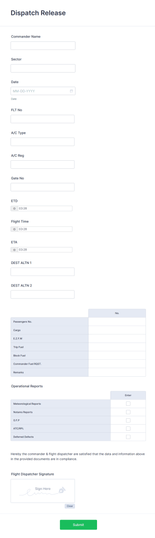 Dispatch Release Form Template