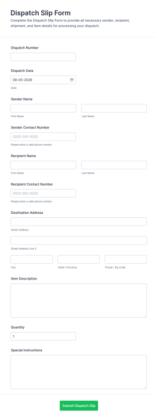 Dispatch Slip Form Template