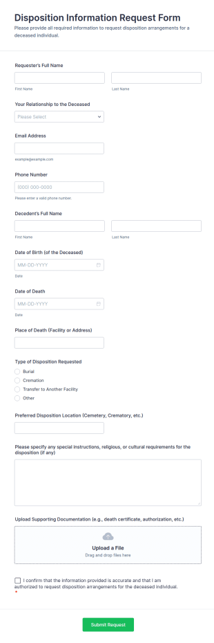 Disposition Information Request Form Template