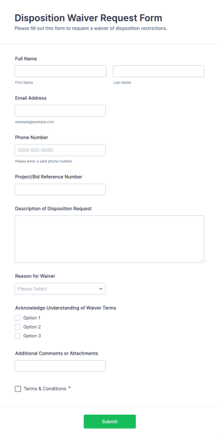 Disposition Waiver Request Form Template
