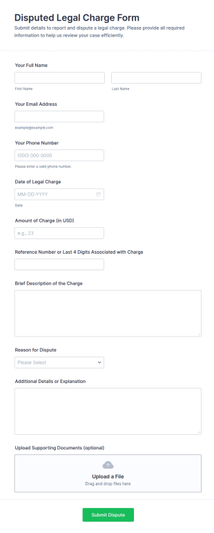 Disputed Legal Charge Form Template