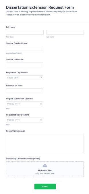 Dissertation Extension Request Form Template