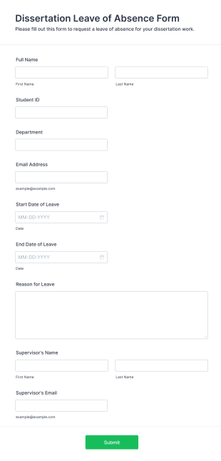 Dissertation Leave Of Absence Form Template
