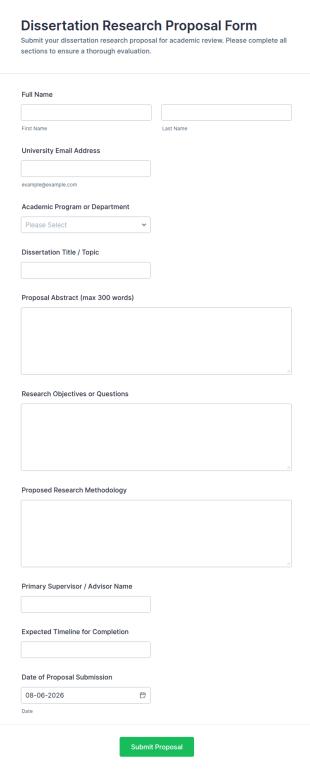 Dissertation Research Proposal Form Template