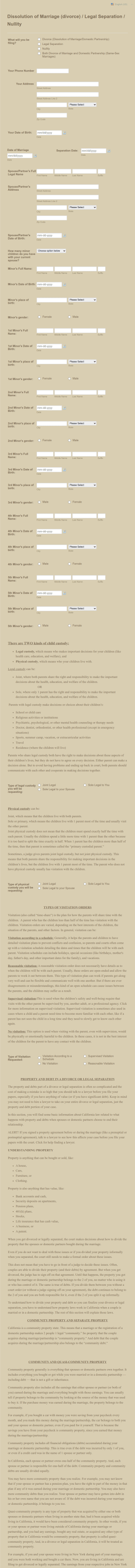 Dissolution Of Marriage (divorce) / Legal Separation / Nullity Form Template