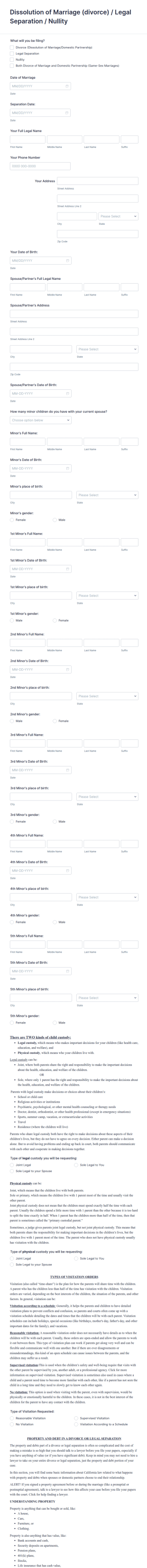 Dissolution Of Marriage Petition Form Template