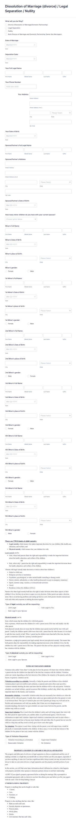 Dissolution Of Marriage Petition Form Template