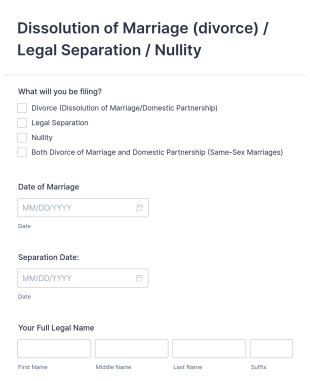 Dissolution Of Marriage Petition Form Template