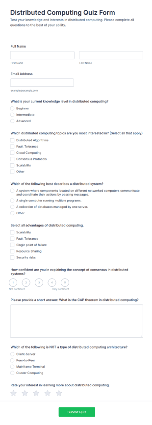 Distributed Computing Quiz Form Template