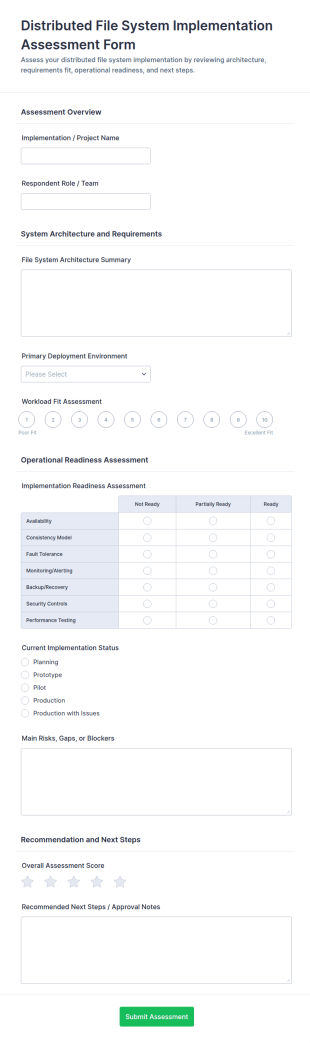Distributed File System Implementation Assessment Form Template