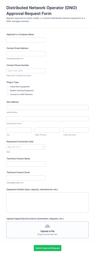 Distributed Network Operator (DNO) Approval Request Form Template