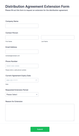 Distribution Agreement Extension Form Template