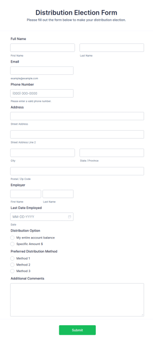 Distribution Election Form Template